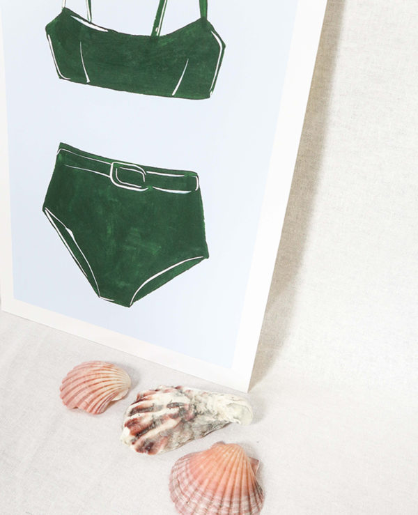 forest bikini print, seashore collection, bright and colourful, caitlin hope art