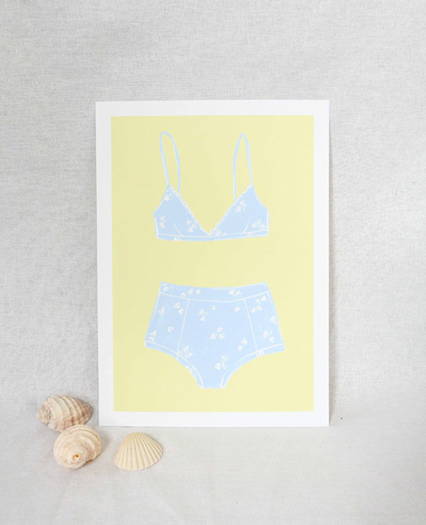 sky bikini print, seashore collection, bright and colourful, caitlin hope art
