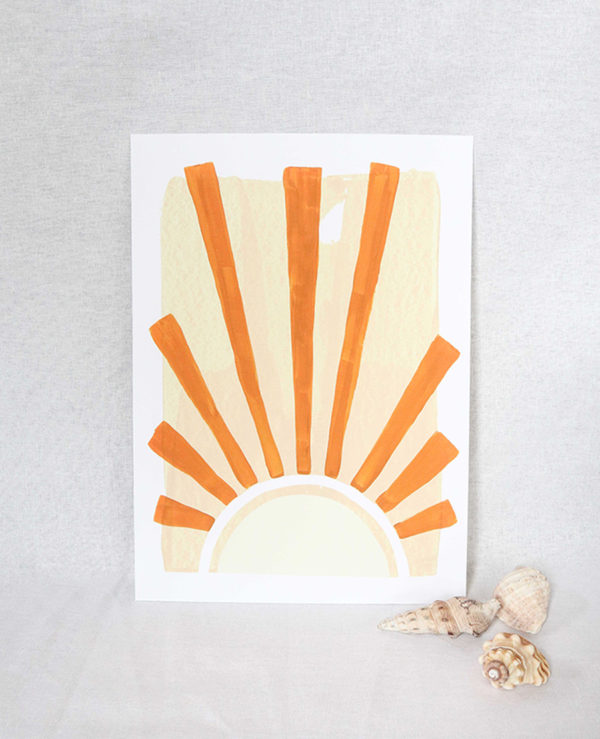 the rising sun print, seashore collection, bright and colourful, caitlin hope art