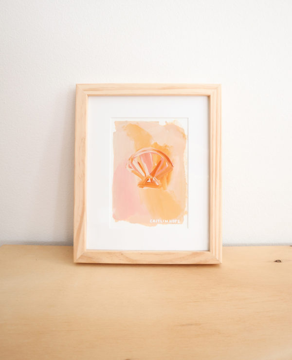 5" x 7" scallop shell abstract painting on paper with framing available