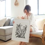 caitlin hope print from her new collection HOLIDAY. Black and white painting on palm trees , perfect for coastal interiors