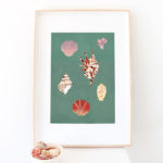 A3 Beach Findings Shells abstract painting on paper with framing available